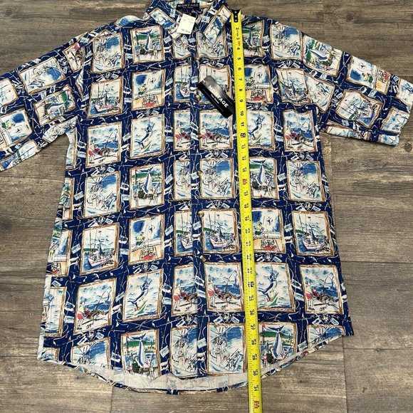 Vintage MONTAGE Pour Homme Button Front Shirt All Over Print Men Size Small NWT - Picture 5 of 7